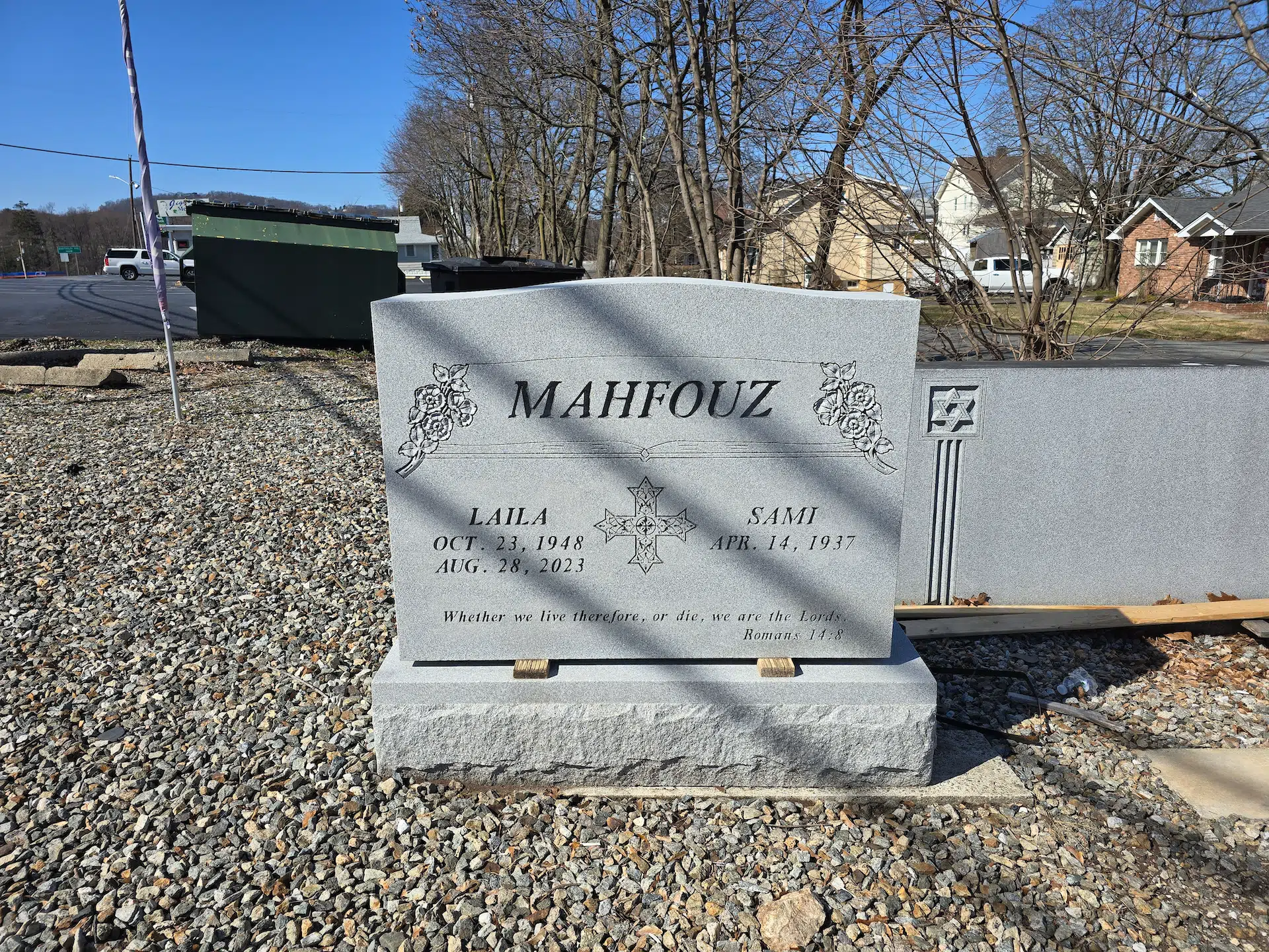 granite Headstone Inscription hand-carved by Inscription Guide in NJ — image 3